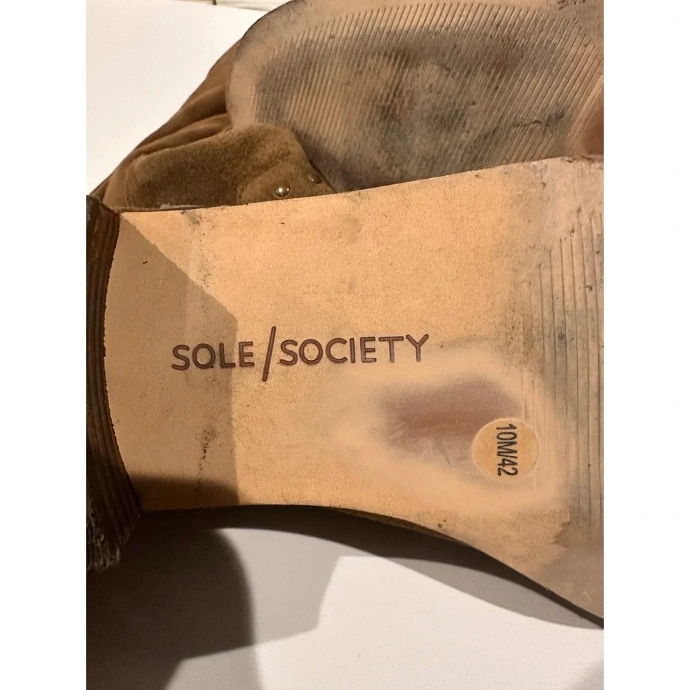 Sole Society Tall Boots Womens 10 Brown Good Suede Knee High Block Heel